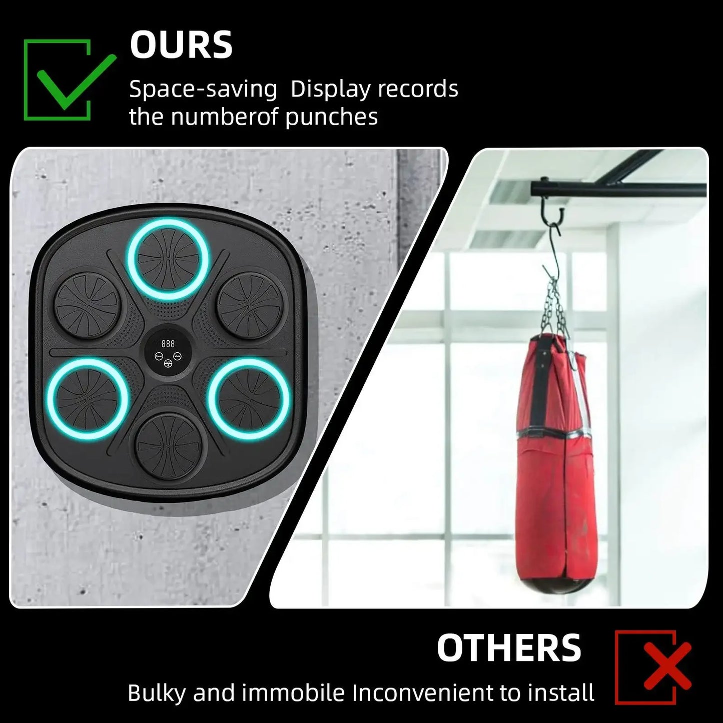 NEW Smart Music Boxing Training Machine Boxing Fitness Trainer Electronic Wall Target Hanging Sandbag Kid Adult 2 Pair Gloves