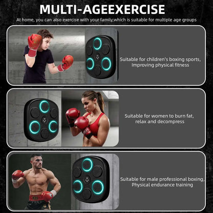 NEW Smart Music Boxing Training Machine Boxing Fitness Trainer Electronic Wall Target Hanging Sandbag Kid Adult 2 Pair Gloves