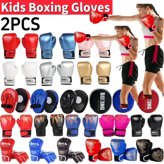2pcs Kids Boxing Gloves PU Leather MMA Fighting Gloves Punching Bag Kickboxing Thai Gloves Professional for Kids Child Training