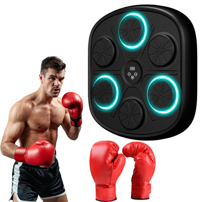 NEW Smart Music Boxing Training Machine Boxing Fitness Trainer Electronic Wall Target Hanging Sandbag Kid Adult 2 Pair Gloves